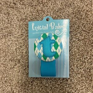 Initial Baby Pacifier Clip with Blue 'T’ Monogram